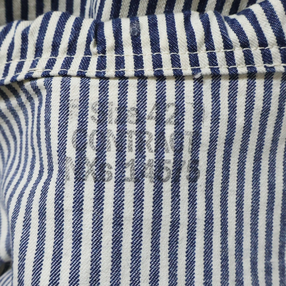 Buzz Rickson's(バズリクソンズ) フロントボタン ショールカラー ヒッコリー カバーオール コットンジャケット ホワイト 14575