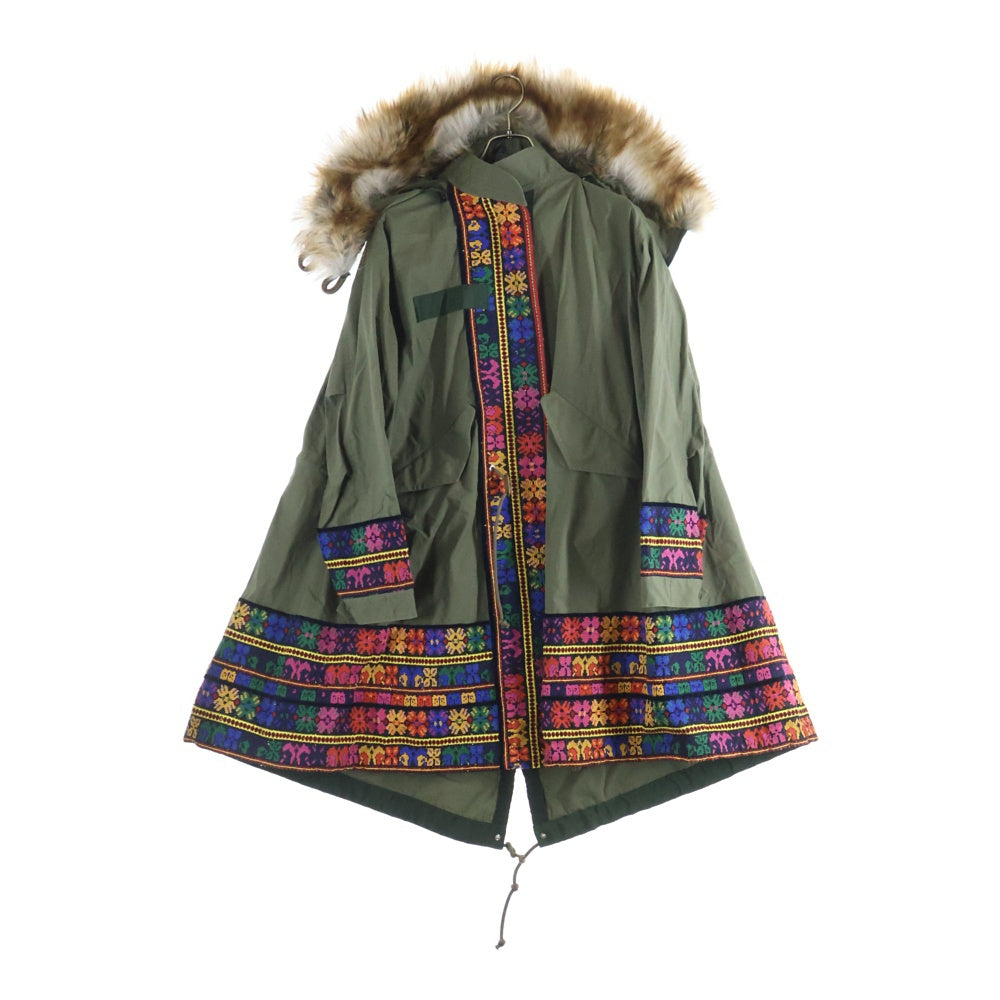 Sacai(サカイ) 19AW フローラル ストライプ モッズコート カーキ 19-04599