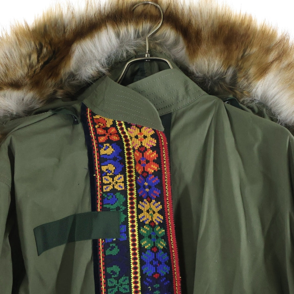 Sacai(サカイ) 19AW フローラル ストライプ モッズコート カーキ 19-04599