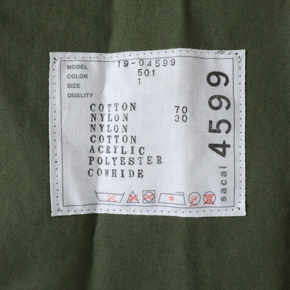 Sacai(サカイ) 19AW フローラル ストライプ モッズコート カーキ 19-04599