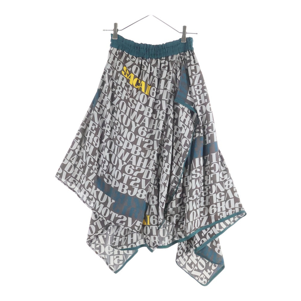 Sacai(サカイ) 20AW ×Alexander Girard アレキサンダー ジラード 英字総柄 プリント ロングスカート ブラウン レディース 20-05295