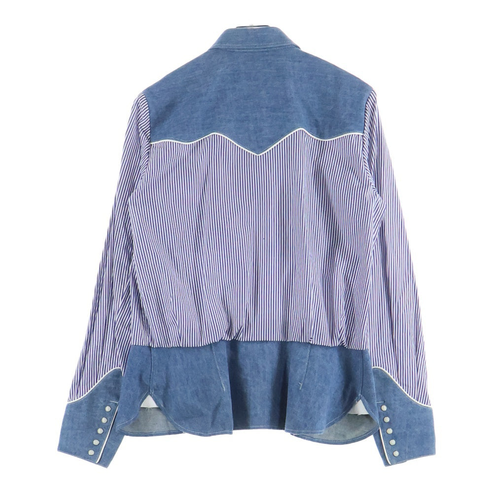 Sacai(サカイ) 16SS ドッキング デニム ウェスタン長袖シャツ ブルー レディース 16-02423