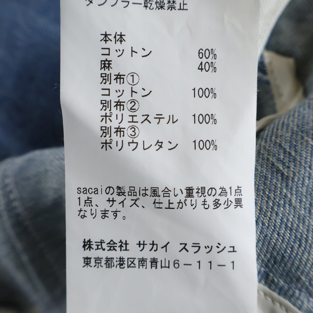 Sacai(サカイ) 16SS ドッキング デニム ウェスタン長袖シャツ ブルー レディース 16-02423
