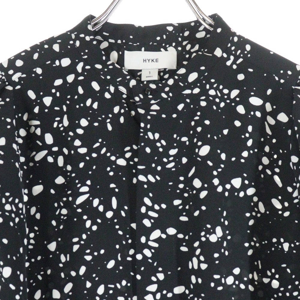 HYKE(ハイク) 23SS PEBBLE PRINTED BLOUSE ぺブル プリンテッド ブラウス 長袖シャツ ブラック レディース 231-15185-008