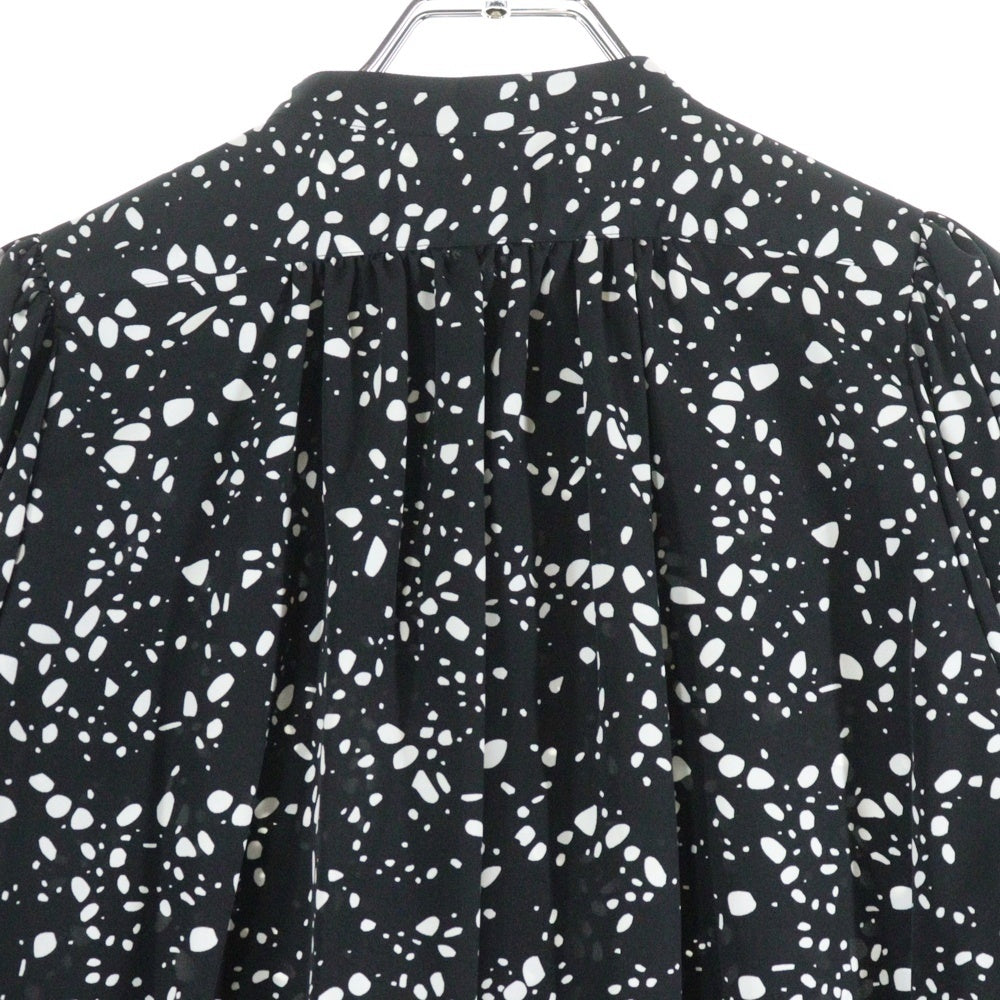 HYKE(ハイク) 23SS PEBBLE PRINTED BLOUSE ぺブル プリンテッド ブラウス 長袖シャツ ブラック レディース 231-15185-008