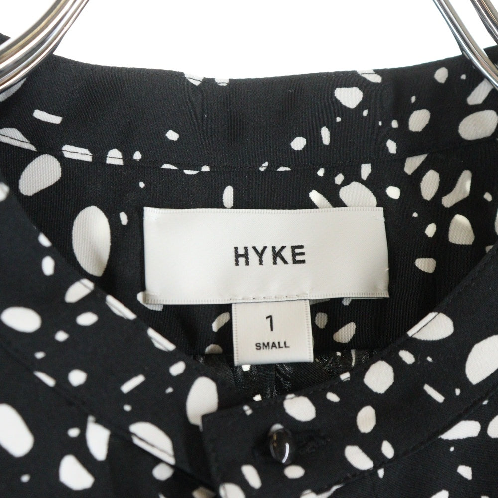 HYKE(ハイク) 23SS PEBBLE PRINTED BLOUSE ぺブル プリンテッド ブラウス 長袖シャツ ブラック レディース 231-15185-008