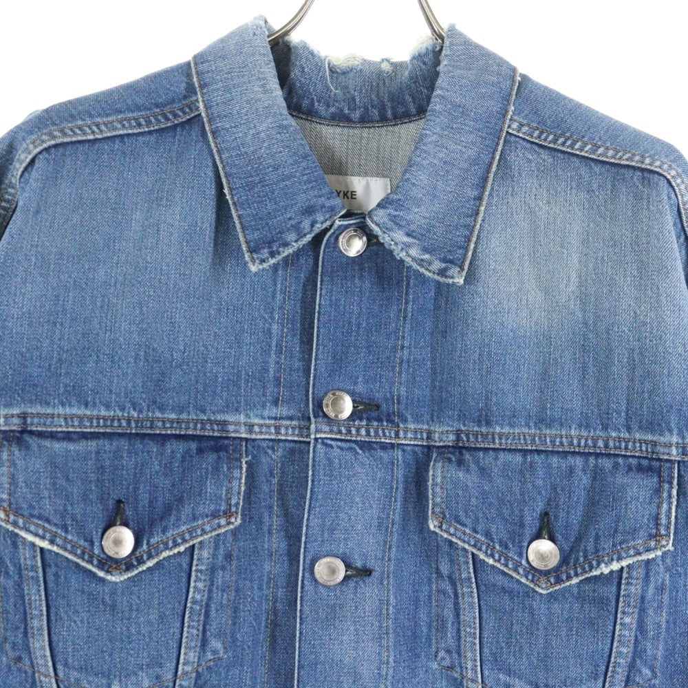 HYKE(ハイク) ヴィンテージ加工 デニムジャケット Gジャン インディゴ 17188