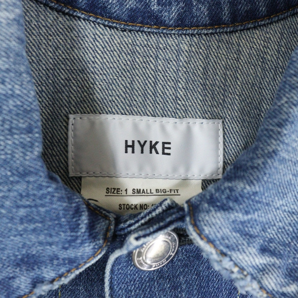 HYKE(ハイク) ヴィンテージ加工 デニムジャケット Gジャン インディゴ 17188