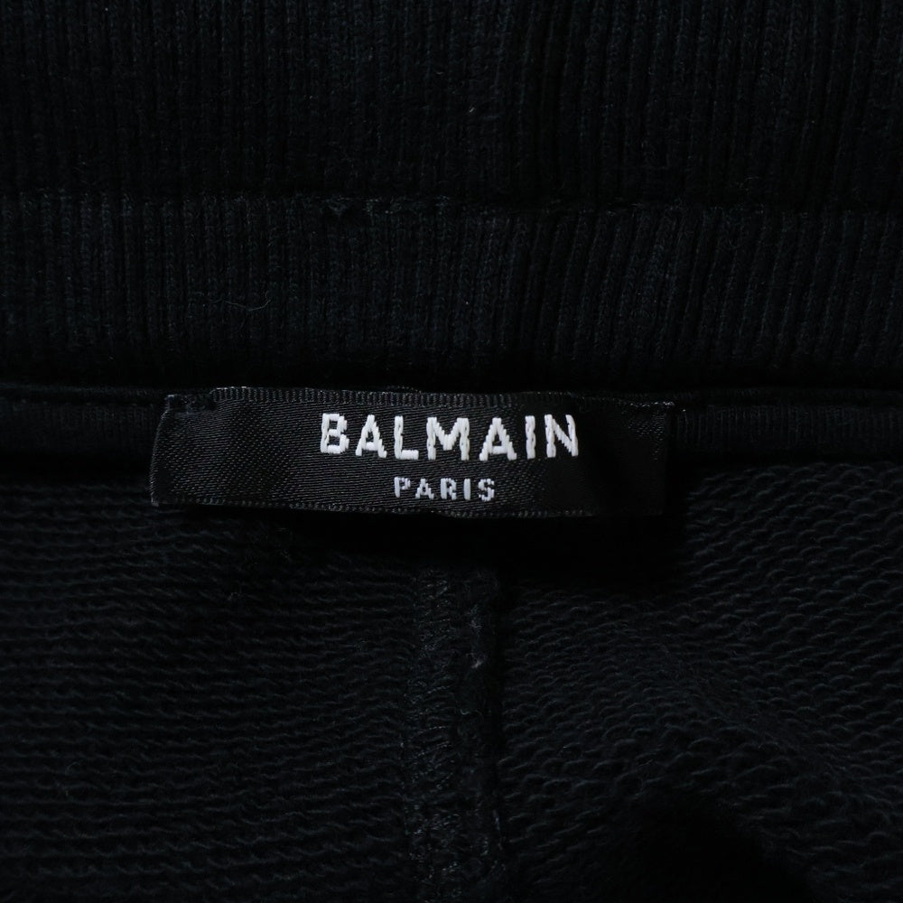 BALMAIN(バルマン) サイドロゴ コットン ファスナー付き スウェットハーフパンツ ブラック OA000BB34