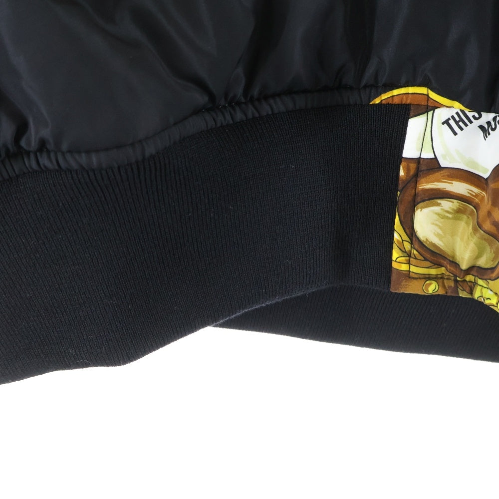 MOSCHINO(モスキーノ) 総柄ベア フロントベアワッペン ジップアップ リバーシブル ボンバージャケット ブラック/イエロー 212Z J06345250