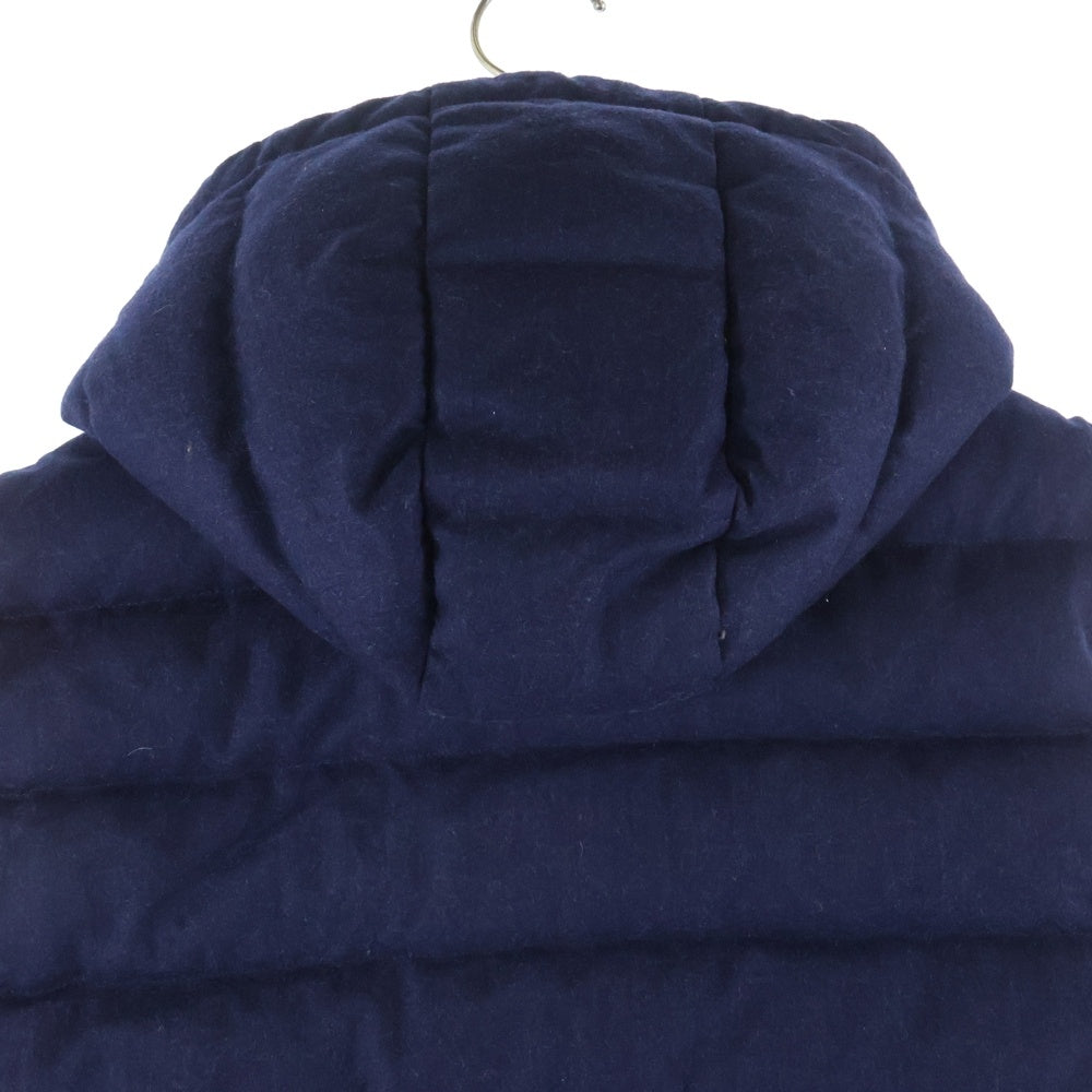 MONCLER(モンクレール) 16AW ファスナーロゴ ウール ジップアップ フーデッド ダウンベスト ネイビー B20914339680 54272