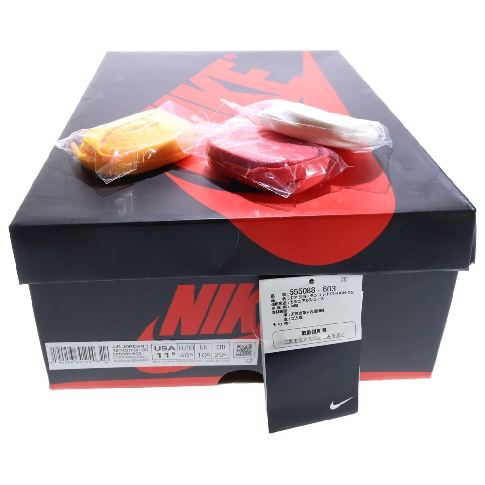 NIKE(ナイキ) AIR JORDAN 1 RETRO HIGH OG LIGHT FUSION RED エアジョーダン1 レトロ ライトフュージョン ハイカットスニーカー レッド/イエロー US11.5/29.5cm 555088-603