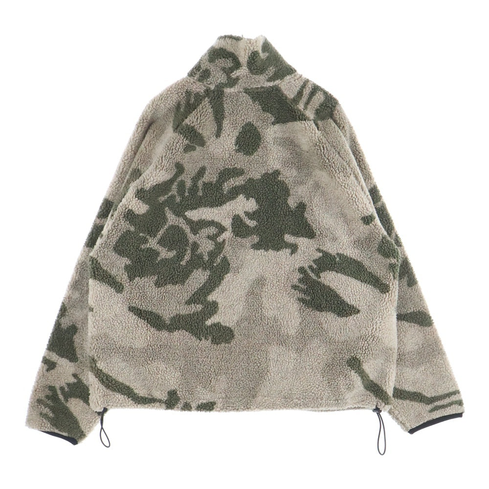 FEAR OF GOD ESSENTIALS(フィアオブゴッド エッセンシャルズ) FLEESE JACKET カモ柄ジップアップボアフリースジャケット カーキ/アイボリー