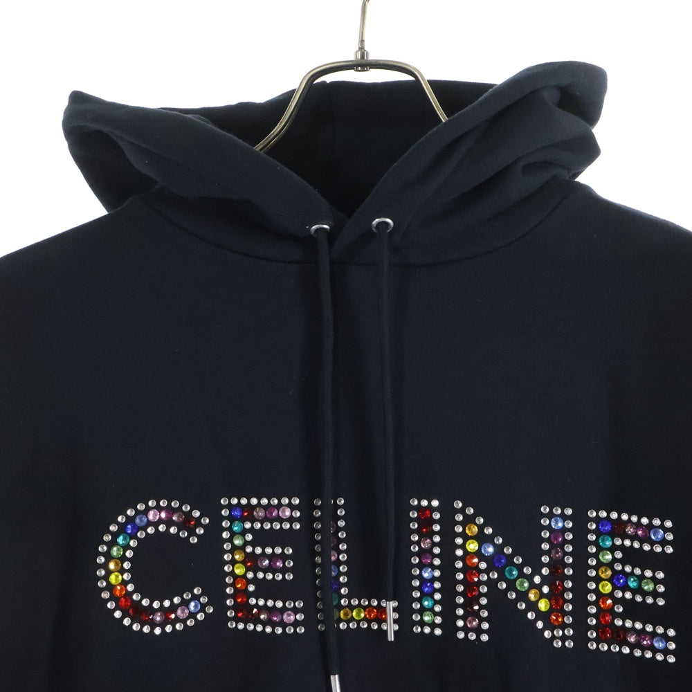 CELINE セリーヌ ラインストーン フロントロゴ プルオーバーパーカー ブラック 2Y87B670Q CELINE(セリーヌ) ラインストーン フロントロゴ プルオーバーパーカー