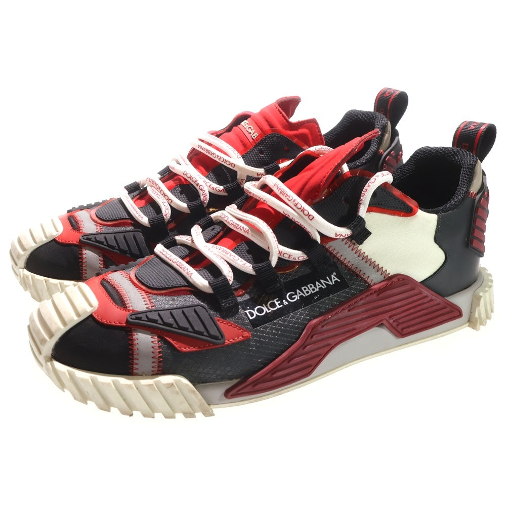 DOLCE & GABBANA(ドルチェアンドガッバーナ) NS1 ロゴラベル ローカットスニーカー ブラック/レッド CS1770 AJ974