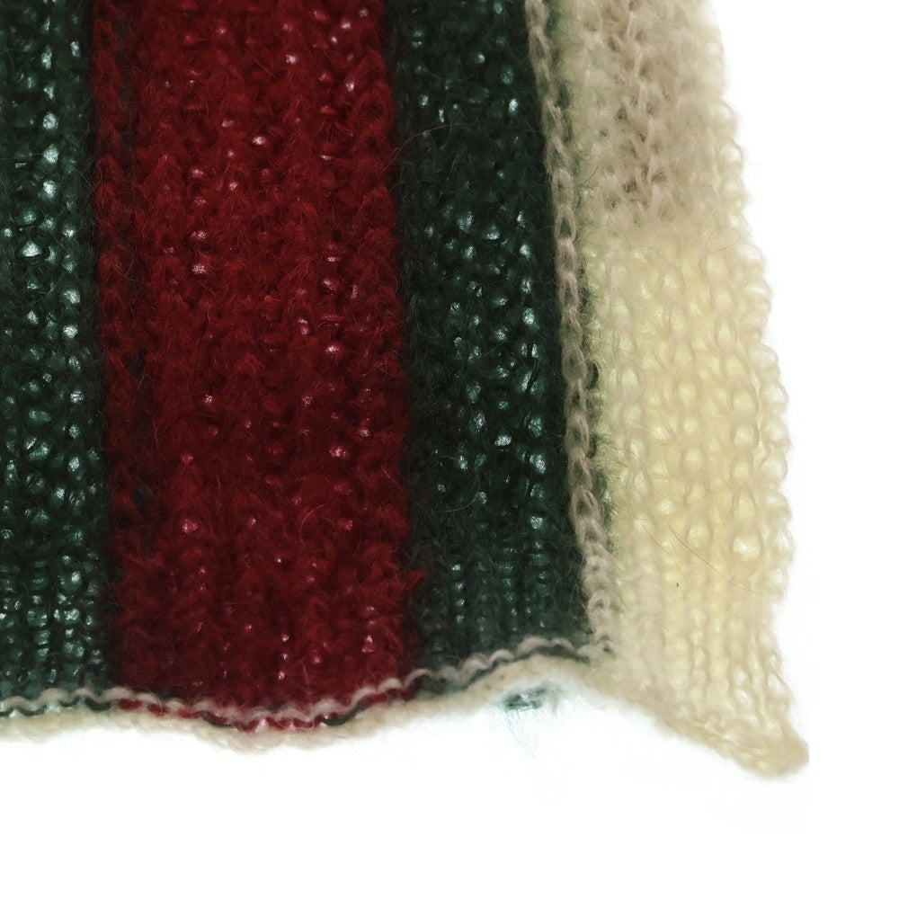 GUCCI(グッチ) モヘア混 ストライプ柄マフラー ホワイト