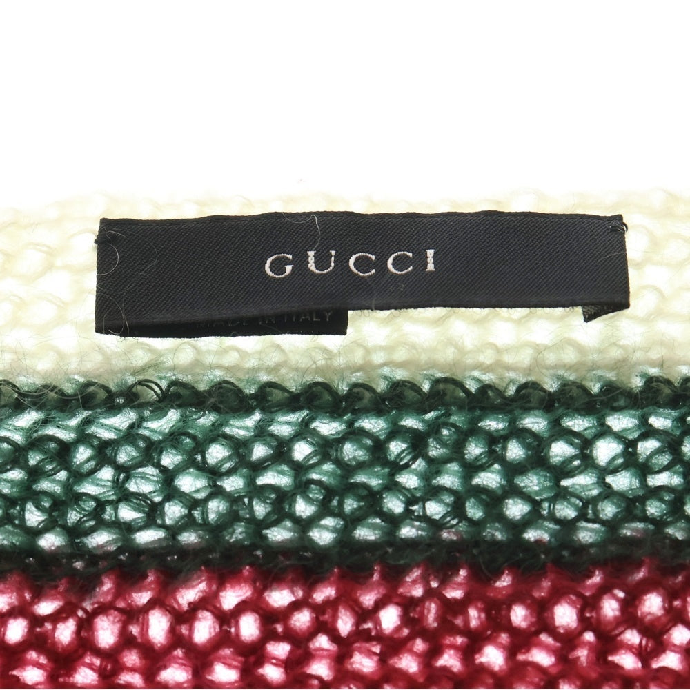 GUCCI(グッチ) モヘア混 ストライプ柄マフラー ホワイト