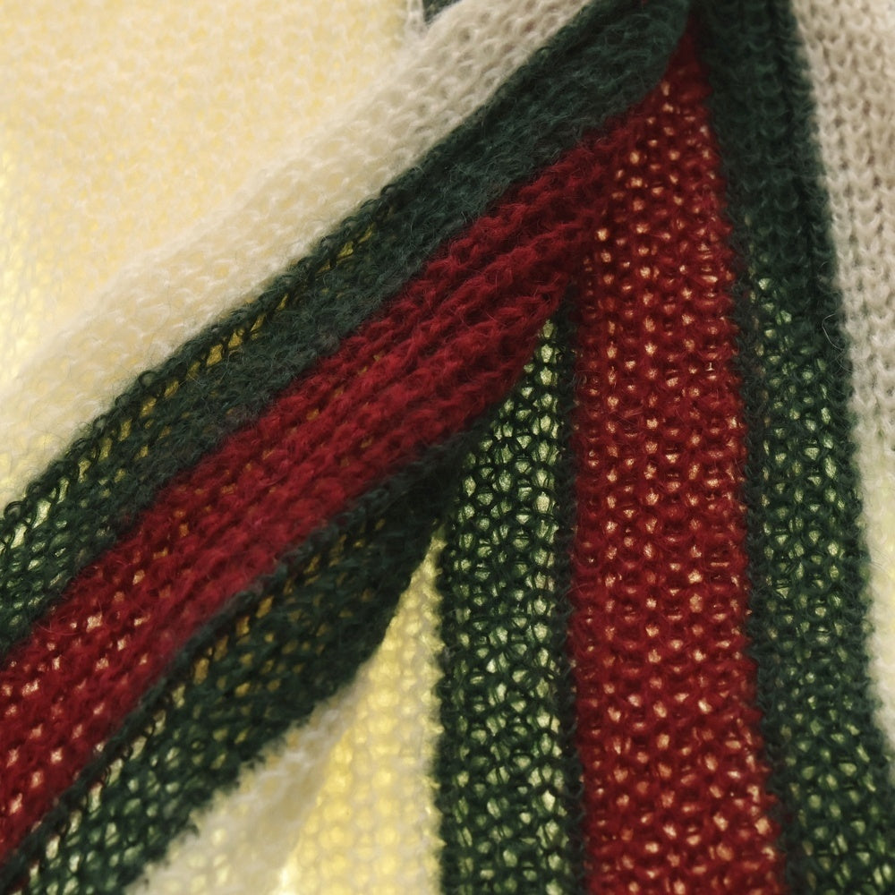 GUCCI(グッチ) モヘア混 ストライプ柄マフラー ホワイト