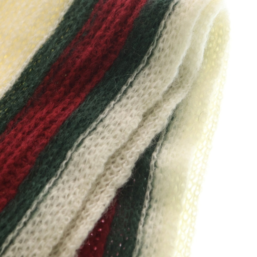 GUCCI(グッチ) モヘア混 ストライプ柄マフラー ホワイト