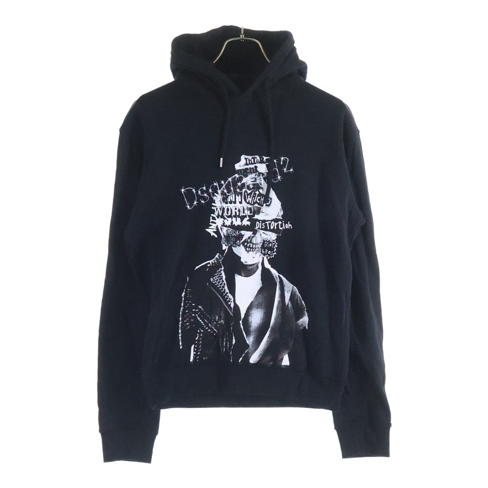 DSQUARED2(ディースクエアード) フロントプリント プルオーバーパーカー ブラック