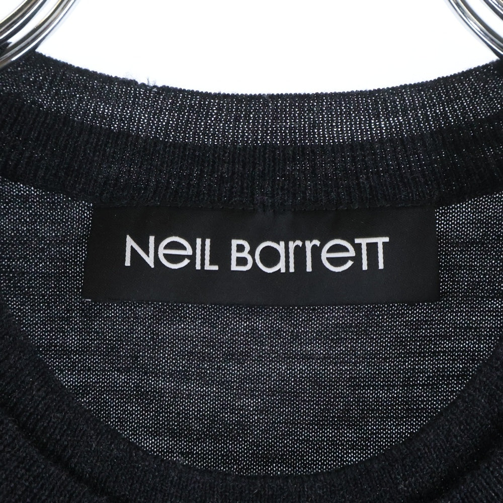 Neil Barrett(ニール バレット) 総柄 薄手ウール クルーネック長袖ニットセーター グレー PBMA253V-C1652