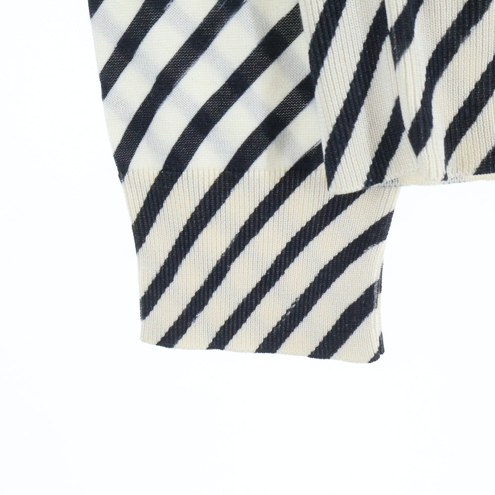 DOLCE & GABBANA(ドルチェアンドガッバーナ) 総柄ボーダー クルーネック長袖ニットセーター ホワイト/ブラック