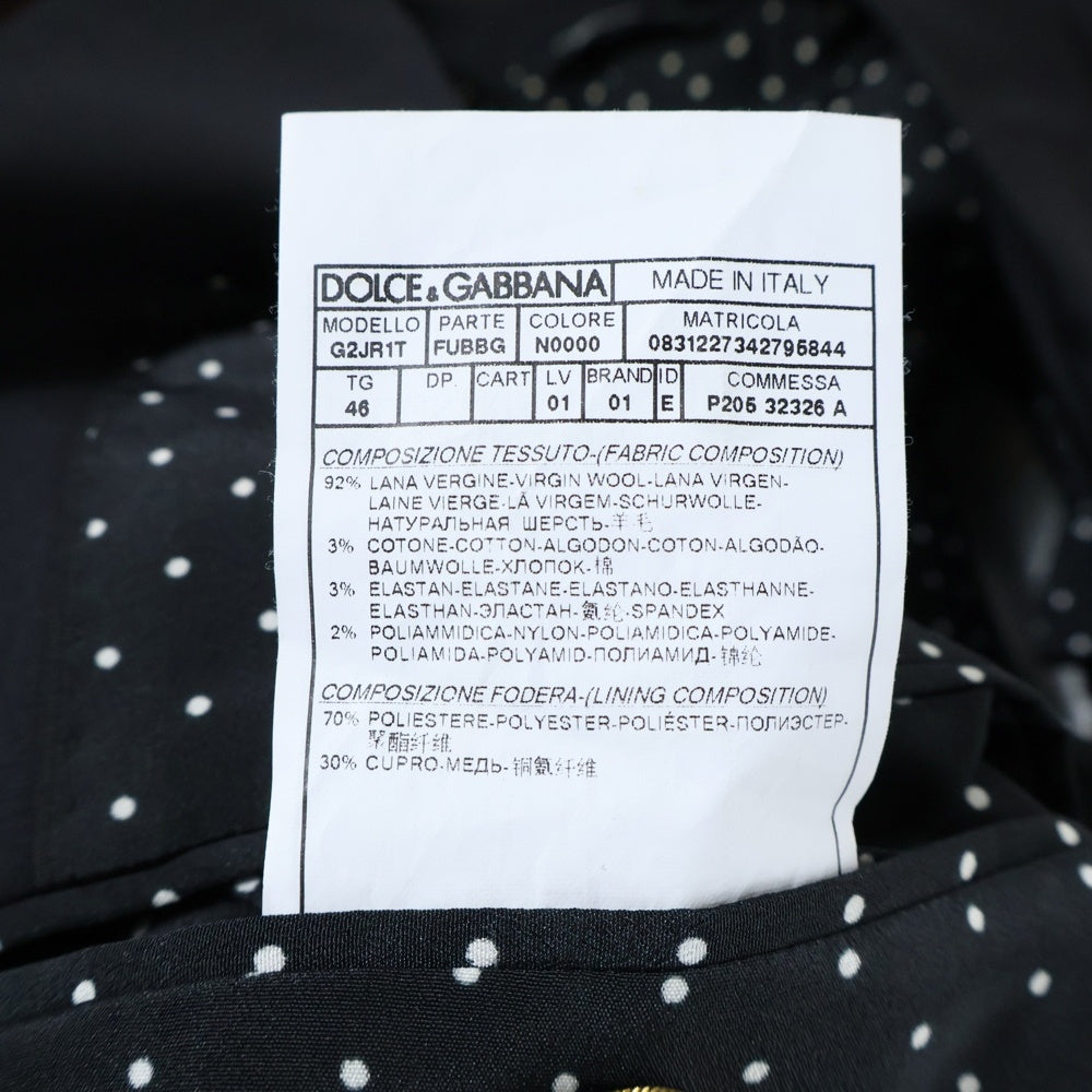 DOLCE & GABBANA(ドルチェアンドガッバーナ) 裏地ドット テーラードジャケット ブラック