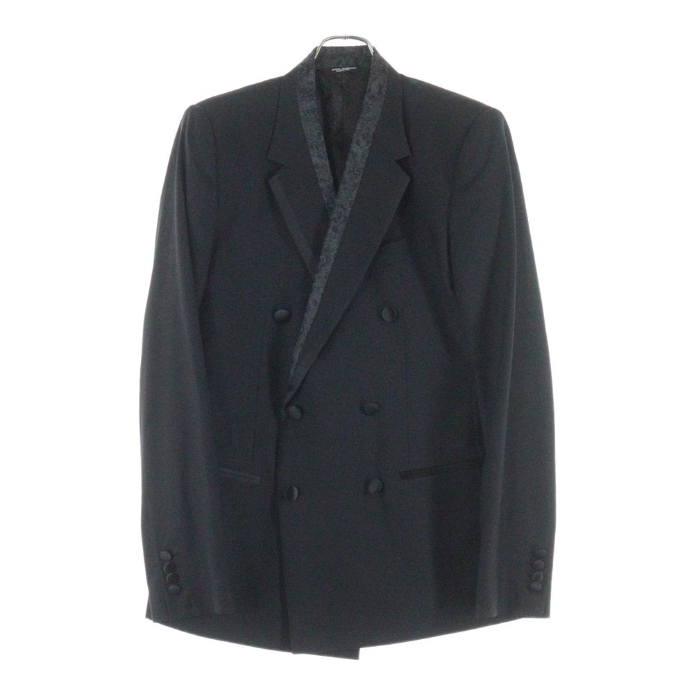 DOLCE & GABBANA(ドルチェアンドガッバーナ) 襟花柄 ダブルブレストテーラードジャケット ブラック