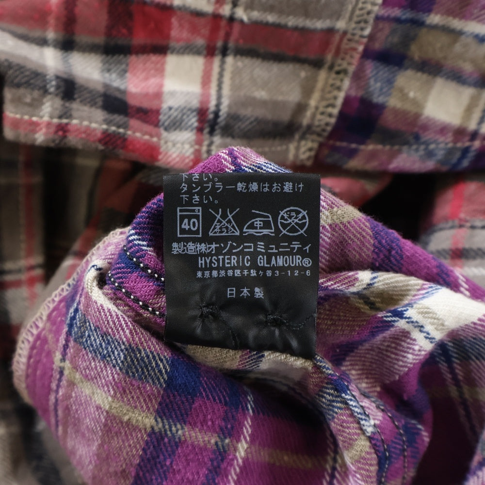 HYSTERIC GLAMOUR(ヒステリックグラマー) 切り替え チェック ネル長袖
