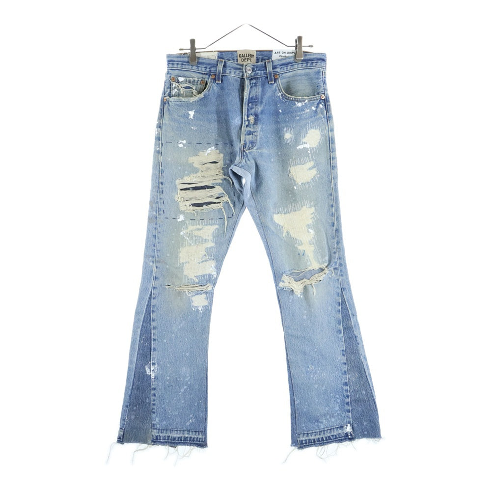 GALLERY DEPT.(ギャラリーデプト) INDIANA FLARE PANTS インディアナフレア ダメージ再構築デザイン ボタンフライ デニムパンツ インディゴ