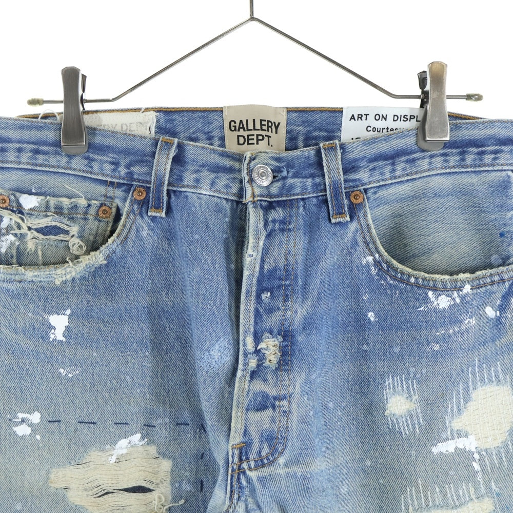 GALLERY DEPT.(ギャラリーデプト) INDIANA FLARE PANTS インディアナフレア ダメージ再構築デザイン ボタンフライ デニムパンツ インディゴ