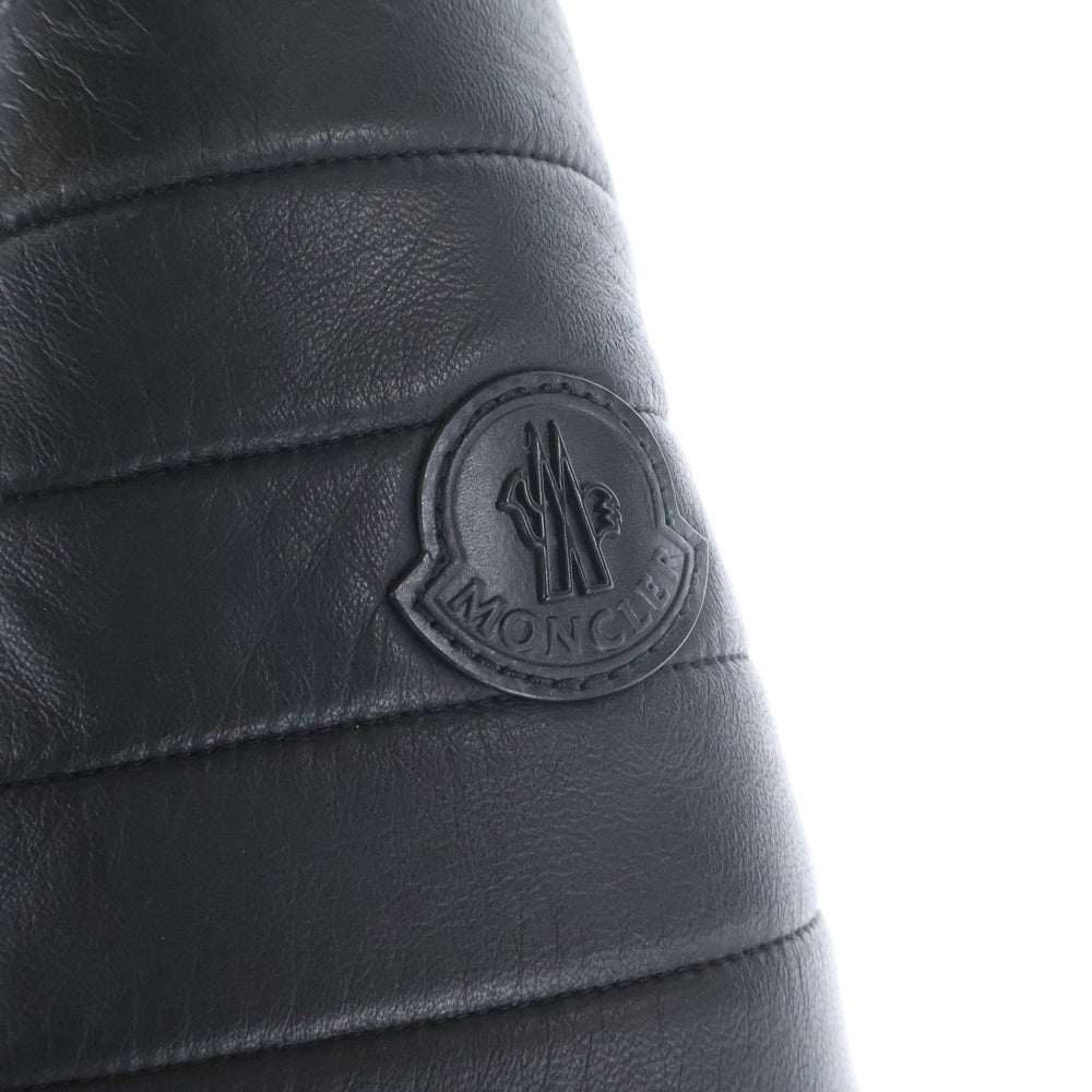 MONCLER(モンクレール) LECLERC ルクレール ジップアップ レザーダウンジャケット ブラック 420914190305