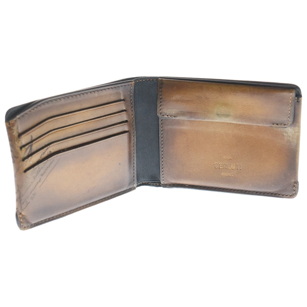 Berluti(ベルルッティ) カリグラフィ エッセンシャル エピュール 二つ折り コンパクトウォレット ブラウン