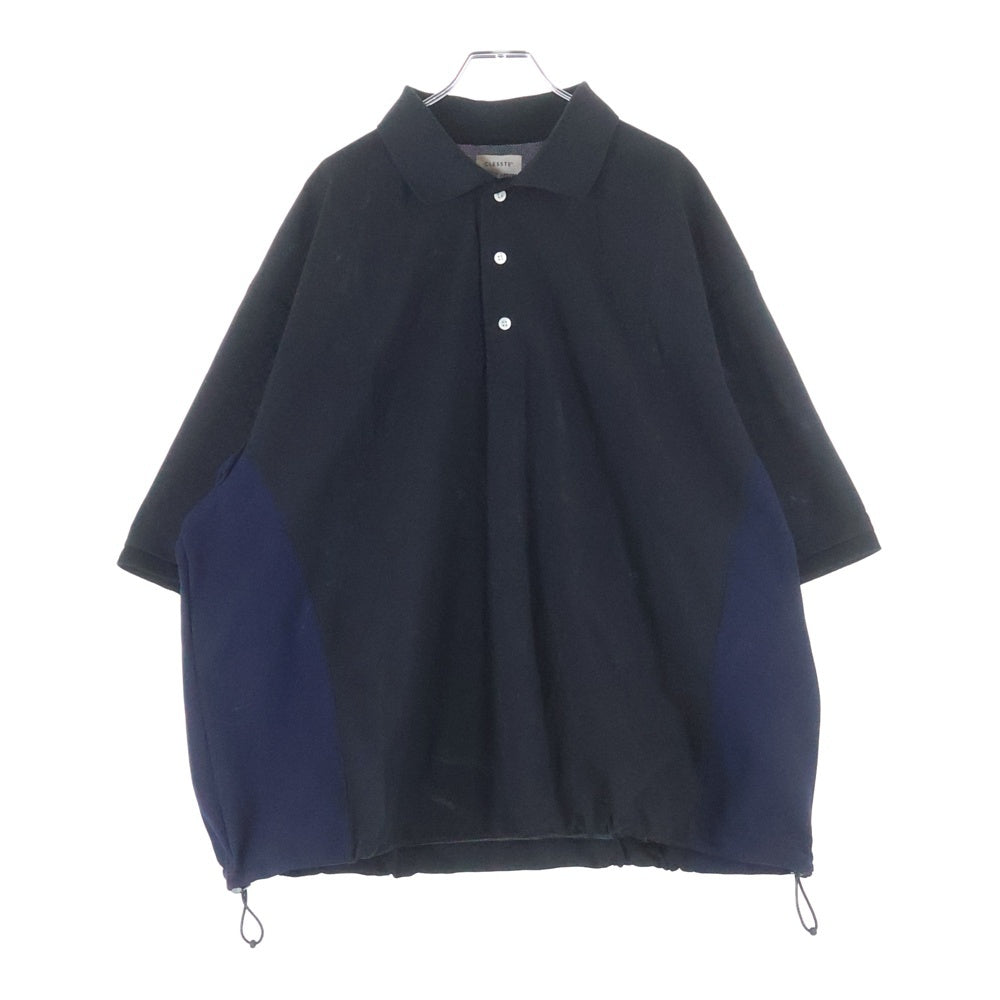 CLESSTE(クレスト) オーバーサイズ ドローコード付き 半袖ポロシャツ ブラック CLS-SH-2405