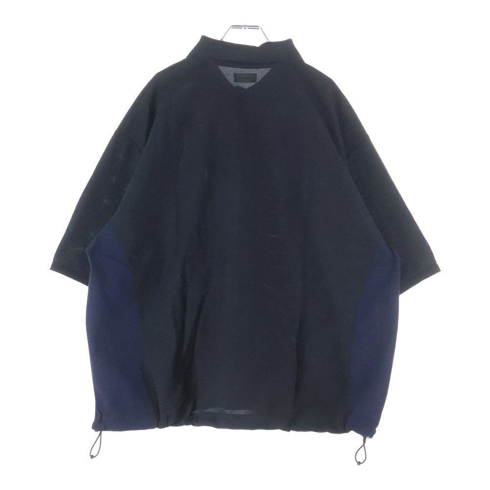 CLESSTE(クレスト) オーバーサイズ ドローコード付き 半袖ポロシャツ ブラック CLS-SH-2405