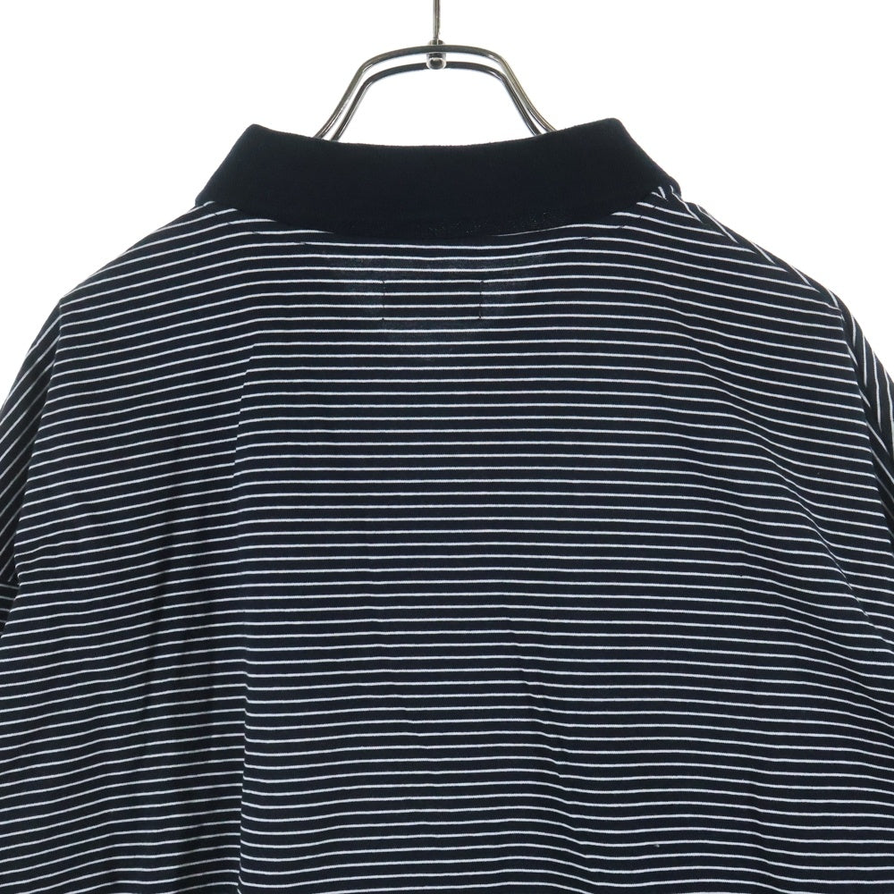 CLESSTE(クレスト) ストライプ柄 オーバーサイズ 長袖ポロシャツ ブラック CLE-TE-2404