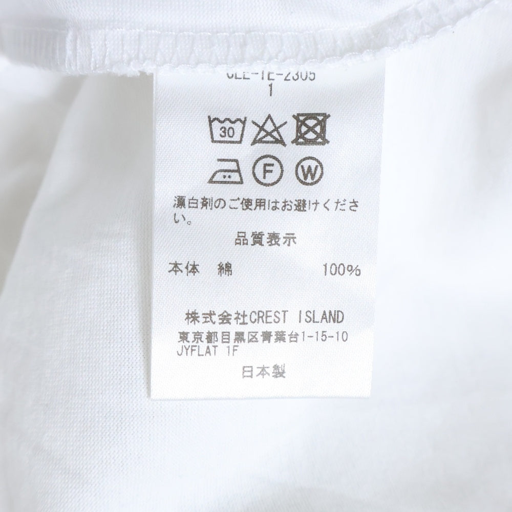CLESSTE(クレスト) デザインプリント クルーネック 長袖Tシャツ カットソー ホワイト CLE-TE-2305