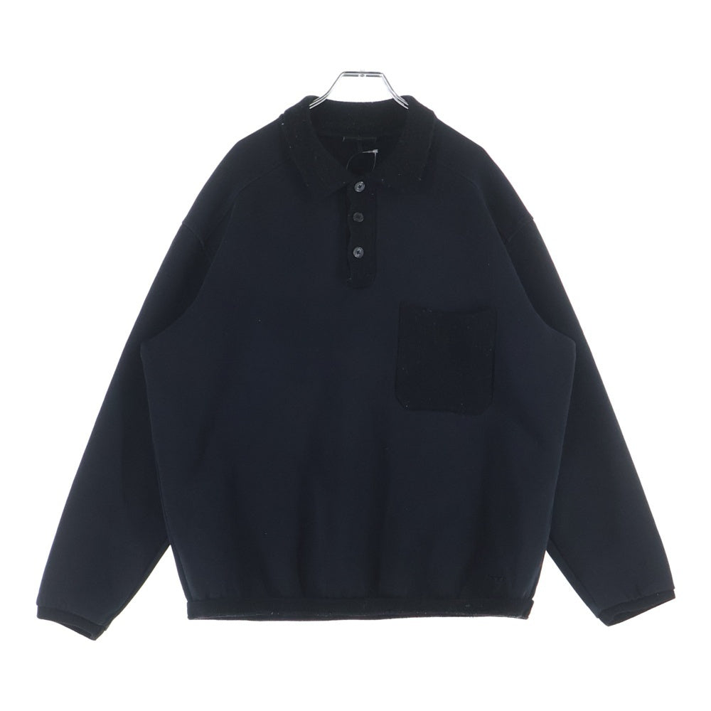 EMPORIO ARMANI(エンポリオアルマーニ) ワンポイント刺繍ロゴ 長袖スウェットシャツ ポロシャツ ブラック 6R1F83 1JHSZ