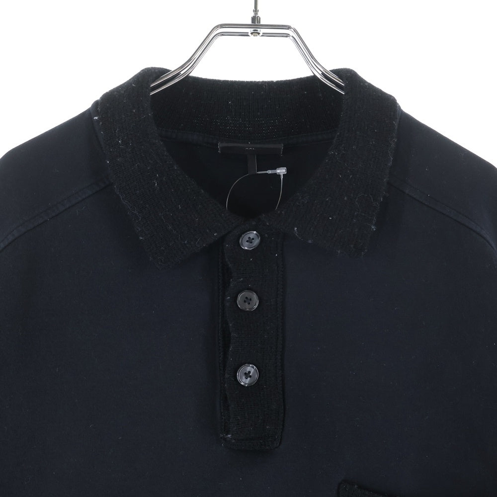 EMPORIO ARMANI(エンポリオアルマーニ) ワンポイント刺繍ロゴ 長袖スウェットシャツ ポロシャツ ブラック 6R1F83 1JHSZ