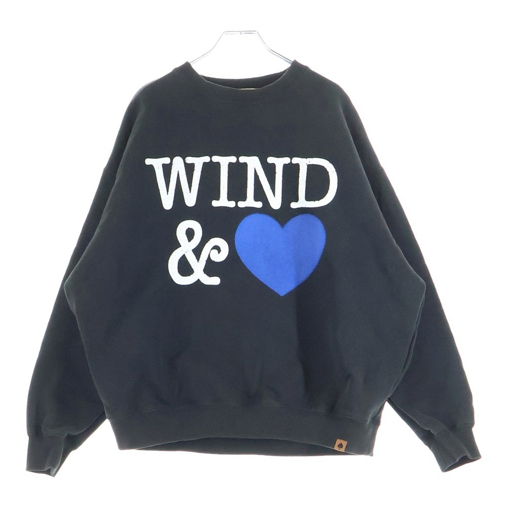 WIND AND SEA(ウィンダンシー) CREWNECK SWEATSHIRT HEART フロントハートプリント クルーネック長袖スウェットトレーナー ブラック WDS-O-HTSP-25-Q2-CS-03