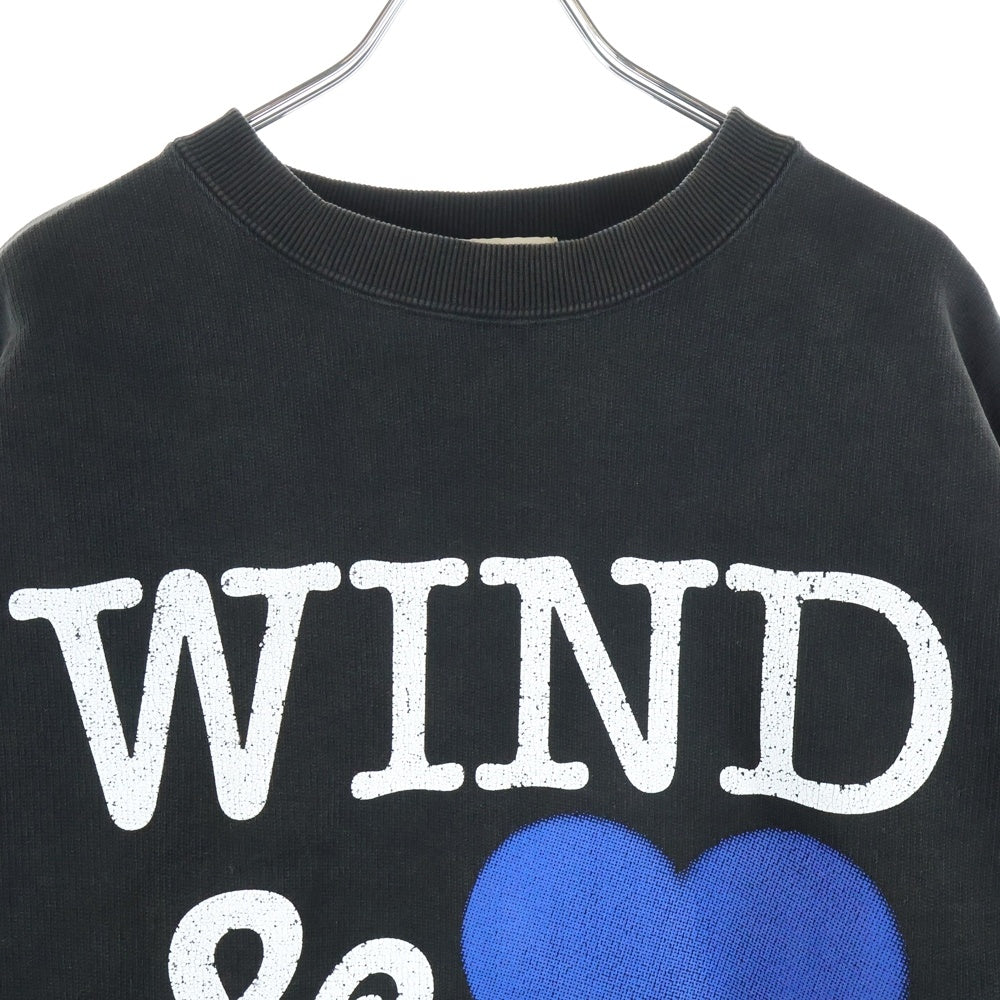 WIND AND SEA(ウィンダンシー) CREWNECK SWEATSHIRT HEART フロントハートプリント クルーネック長袖スウェットトレーナー ブラック WDS-O-HTSP-25-Q2-CS-03