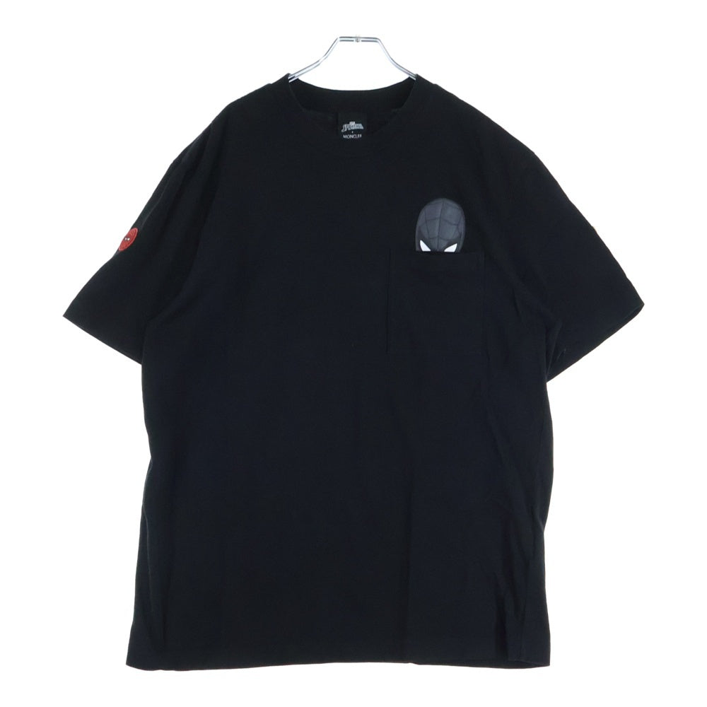 MONCLER(モンクレール) ×SPIDERMAN SS TSHIRT ×スパイダーマン 肩ワッペンロゴ クルーネック半袖Tシャツカットソー ブラック H20918C00005 8390T