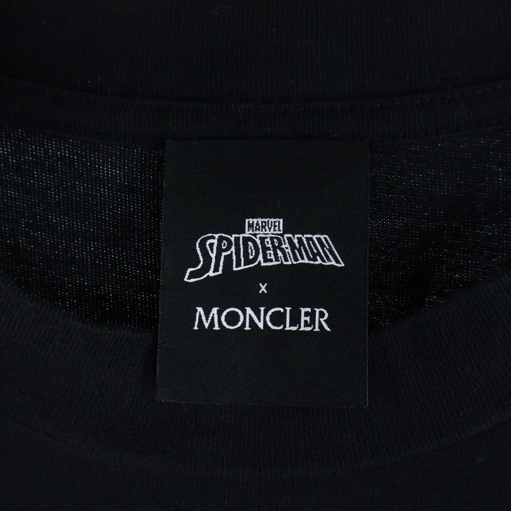 MONCLER(モンクレール) ×SPIDERMAN SS TSHIRT ×スパイダーマン 肩ワッペンロゴ クルーネック半袖Tシャツカットソー ブラック H20918C00005 8390T