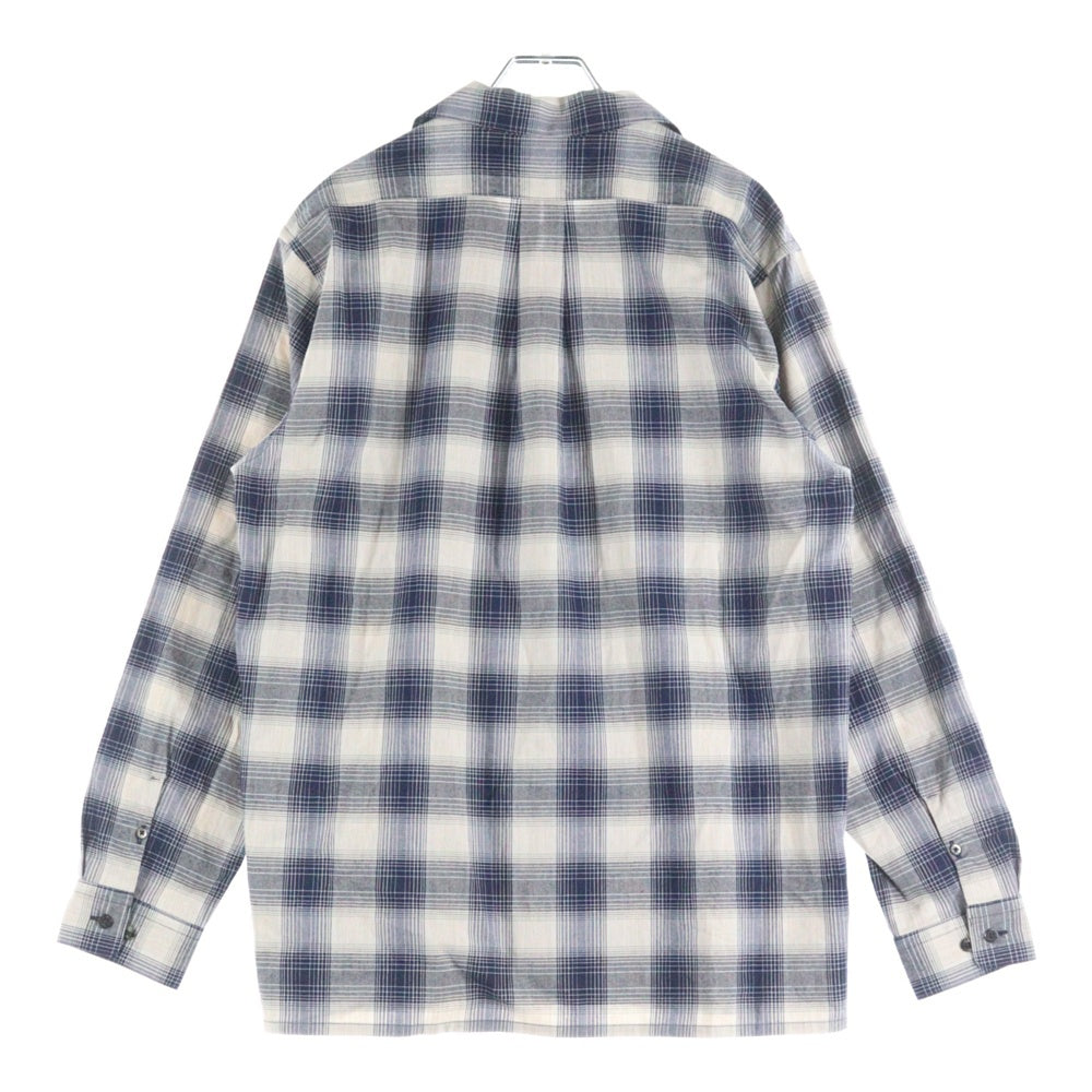 SUGARHILL(シュガーヒル) 24SS YAK OMBRE PLAID OPEN COLLAR BROUSE オンブレチェック オープンカラー長袖シャツ ブルー 2441000501