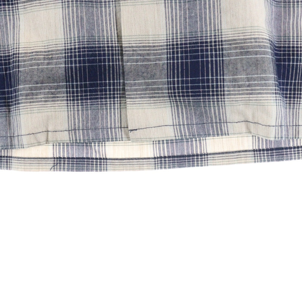 SUGARHILL(シュガーヒル) 24SS YAK OMBRE PLAID OPEN COLLAR BROUSE オンブレチェック オープンカラー長袖シャツ ブルー 2441000501