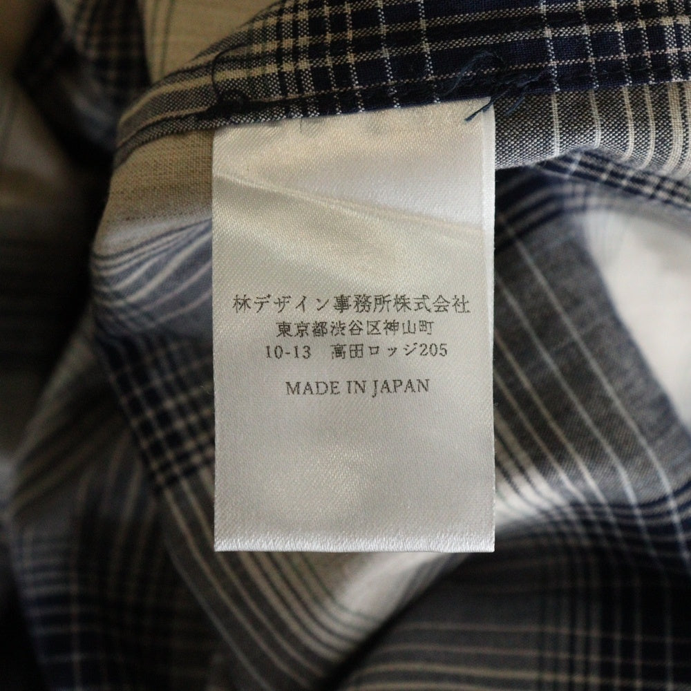 SUGARHILL(シュガーヒル) 24SS YAK OMBRE PLAID OPEN COLLAR BROUSE オンブレチェック オープンカラー長袖シャツ ブルー 2441000501