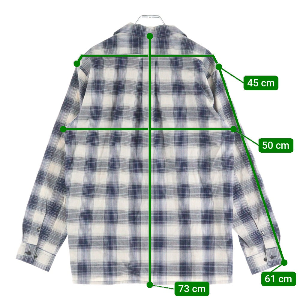 SUGARHILL(シュガーヒル) 24SS YAK OMBRE PLAID OPEN COLLAR BROUSE オンブレチェック オープンカラー長袖シャツ ブルー 2441000501