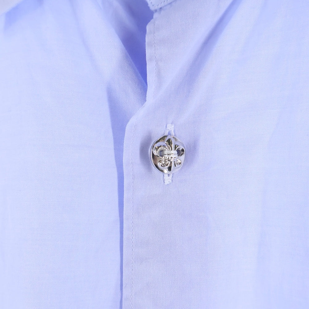 CHROME HEARTS(クロムハーツ) BS LEUR DRESS SHIRT BSフレアボタン オーバーサイズ コットン長袖シャツ ブルー