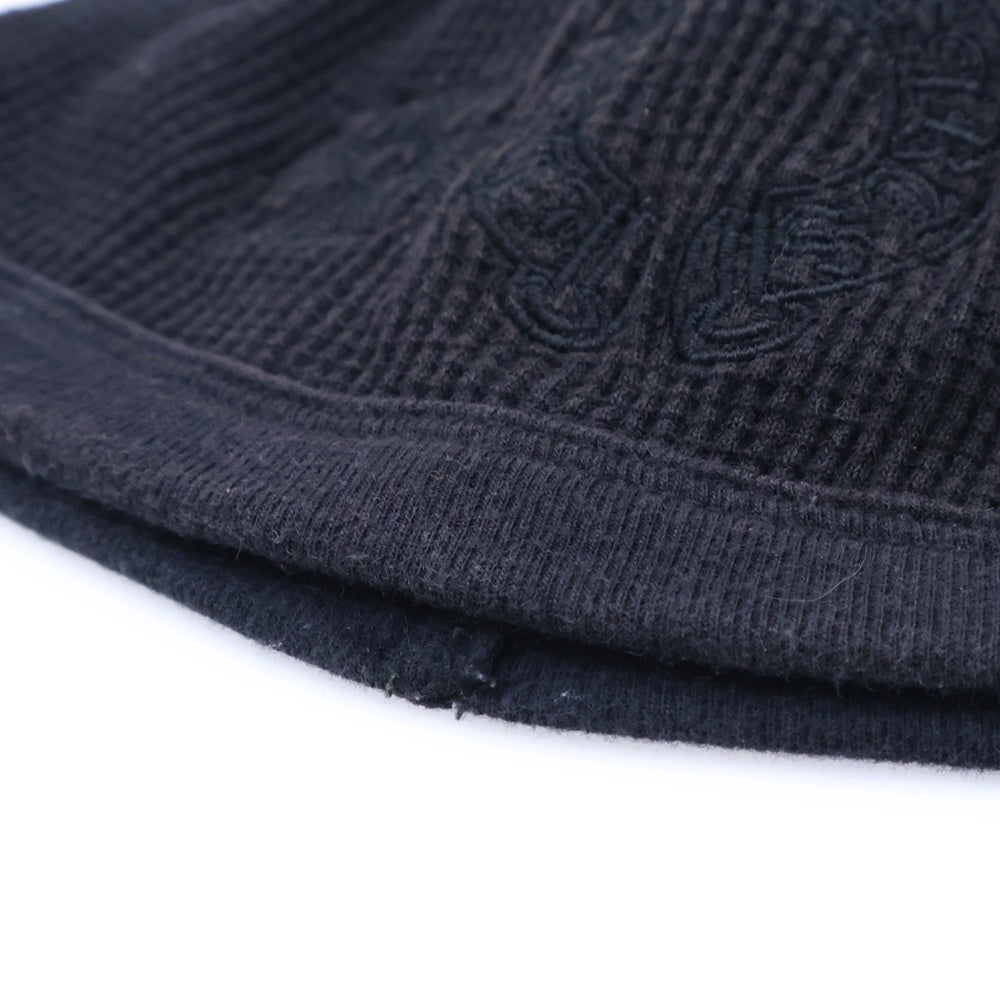CHROME HEARTS(クロムハーツ) ホースシュー刺繍ロゴ サーマルニットビーニー 帽子 ブラック