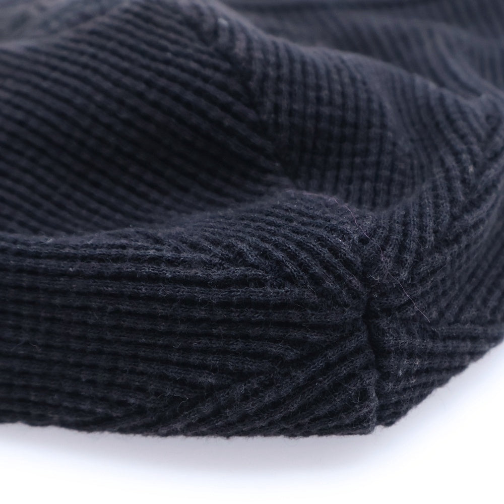 CHROME HEARTS(クロムハーツ) ホースシュー刺繍ロゴ サーマルニットビーニー 帽子 ブラック